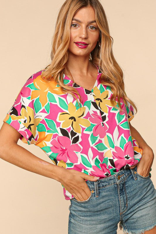 Plus Sized Floral Loose Fit Top - Pikemla