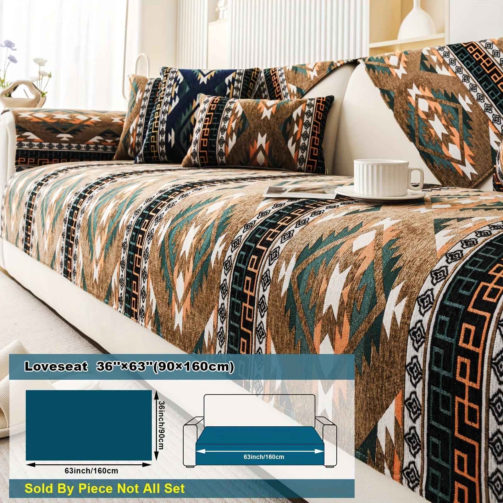 Boho Couch Cover - Chic Snow Chenille Sofa Slipcover