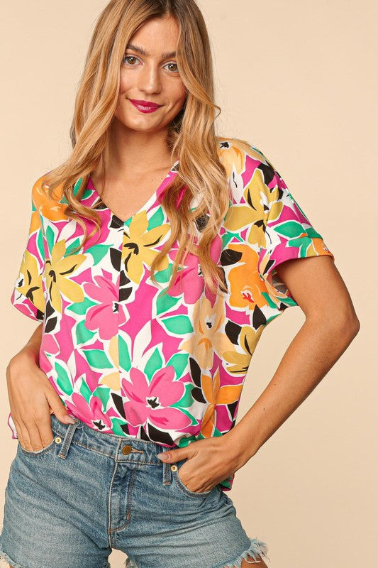 Plus Sized Floral Loose Fit Top - Pikemla