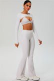 The Ember Sports Bra Crop Top Flared Leggings 3-Piece Set