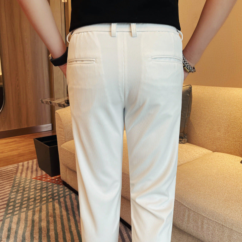 Men's Casual Straight-leg Dark Pattern Ice Silk Cropped Pants
