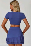 The Lavish Cut-out Crop Top Tennis Skirt 2-Piece Set