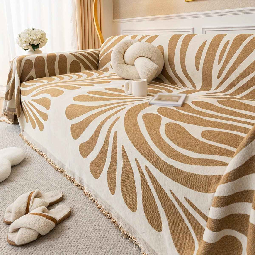 Versatile Chenille Sofa Cover - Pet-Friendly, Orange Dog Couch Cover