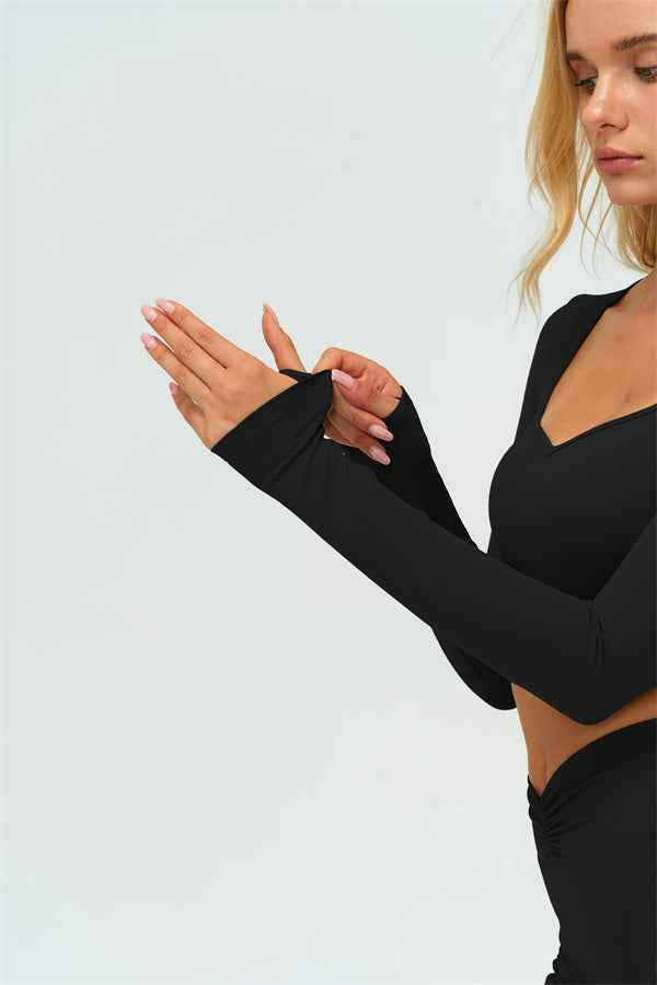 The Lushness Long Sleeve Crop Top Flared Leggings 2-Piece Set