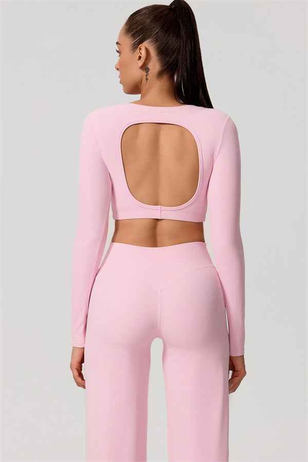 The Nestle Long Sleeve Crop Top Straight Leg Pants 2-Piece Set