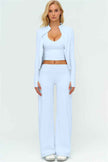 The Twirl Zip Jacket Halter Tank Top New Straight Leg Pants 3-Piece Set