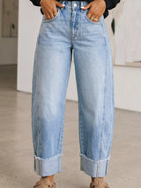 Cuffed Wide-Leg Jeans