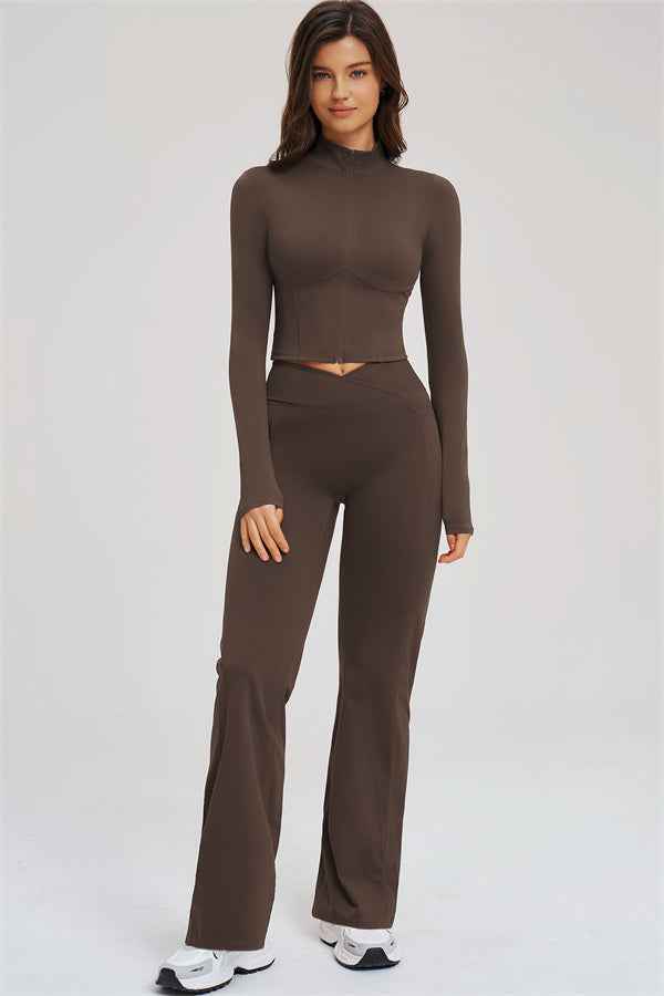 The Sizzle Zip Jacket Flared Leggings 2-Piece Set