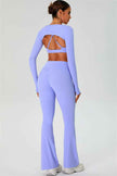 The Ember Sports Bra Crop Top Flared Leggings 3-Piece Set
