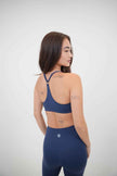 I Live in Luxury Navy Blue Sports Bra