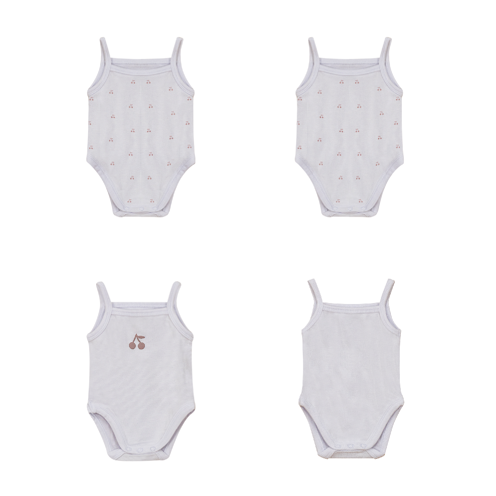 Ribbed Cherry Print Onesie Set