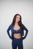 I Live in Luxury Navy Blue Sports Bra