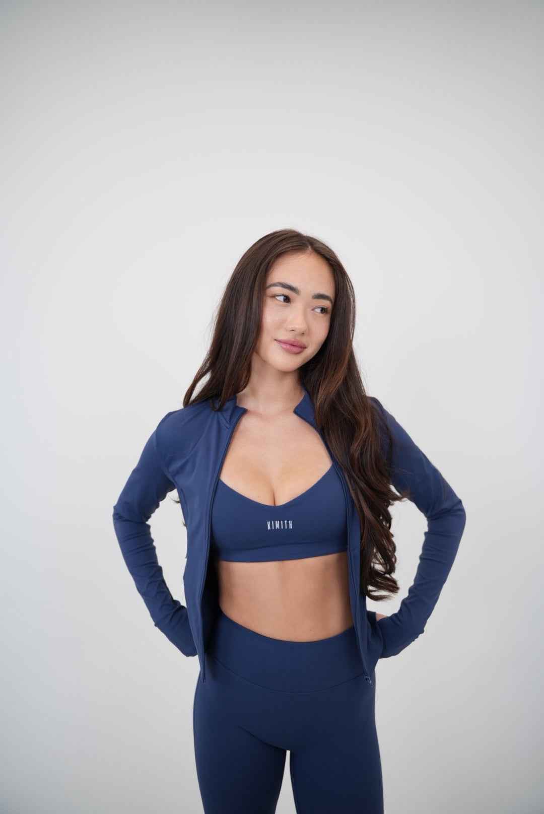 I Live in Luxury Navy Blue Sports Bra