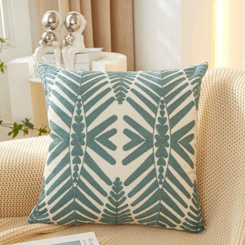 Textured Cotton Blend leaf tropical design Throw Pillow (With insert) size 18