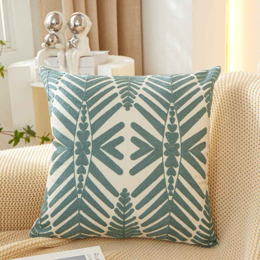 Textured Cotton Blend leaf tropical design Throw Pillow (With insert) size 18