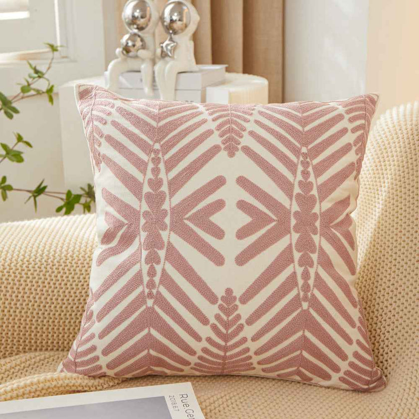 Textured Cotton Blend leaf tropical design Throw Pillow (With insert) size 18
