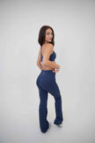 I Live in Luxury Navy Blue Flare Pant