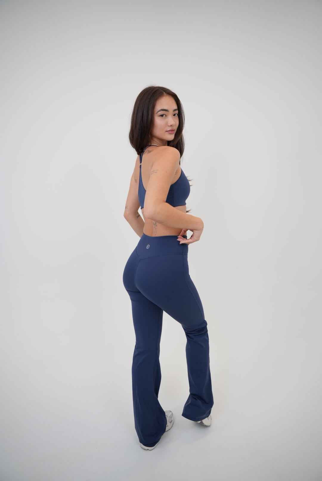 I Live in Luxury Navy Blue Flare Pant