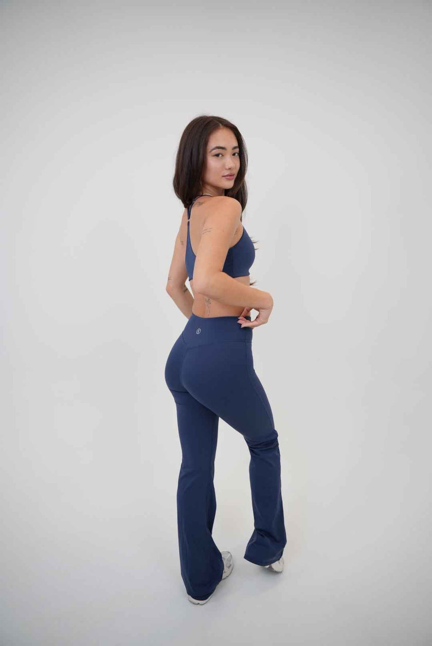 I Live in Luxury Navy Blue Flare Pant