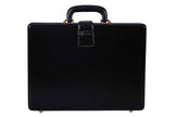 Leather Executive Men's Leather Attache Briefcase - Black