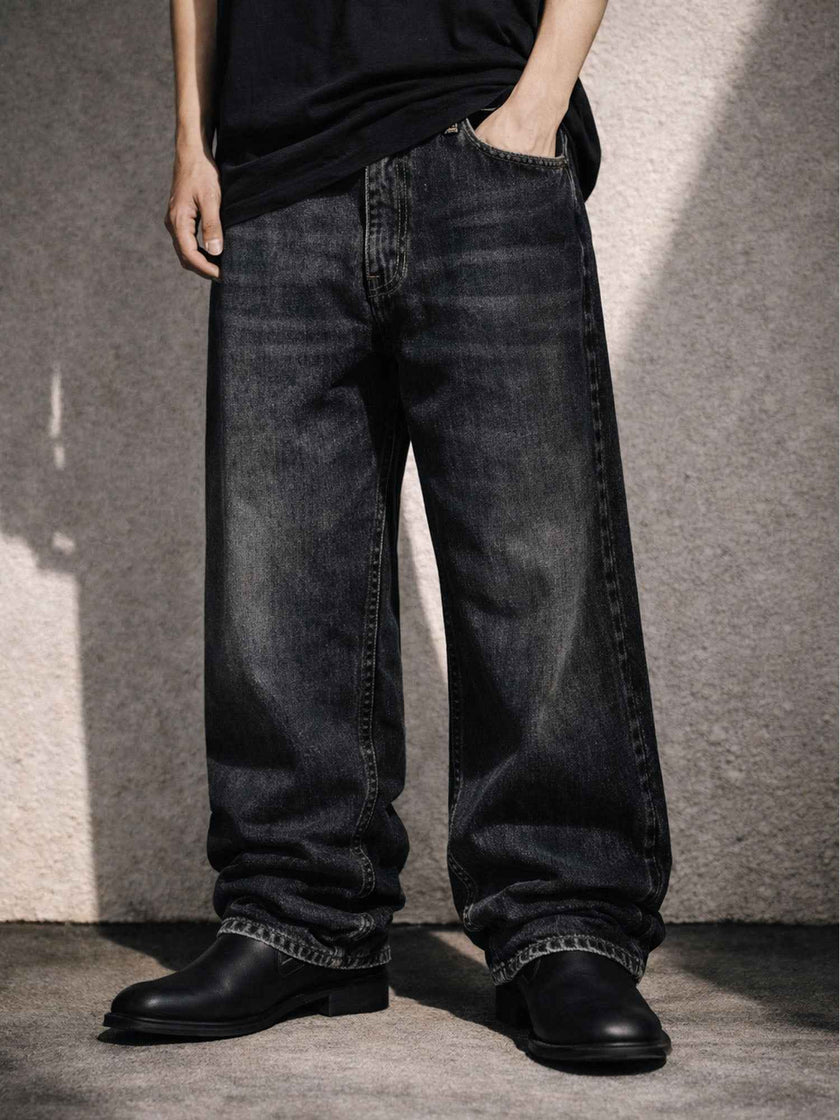BLACK WASH BAGGY DENIM