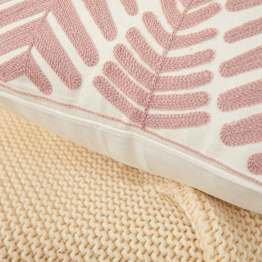 Textured Cotton Blend leaf tropical design Throw Pillow (With insert) size 18