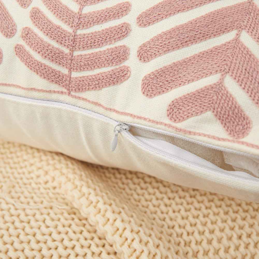 Textured Cotton Blend leaf tropical design Throw Pillow (With insert) size 18