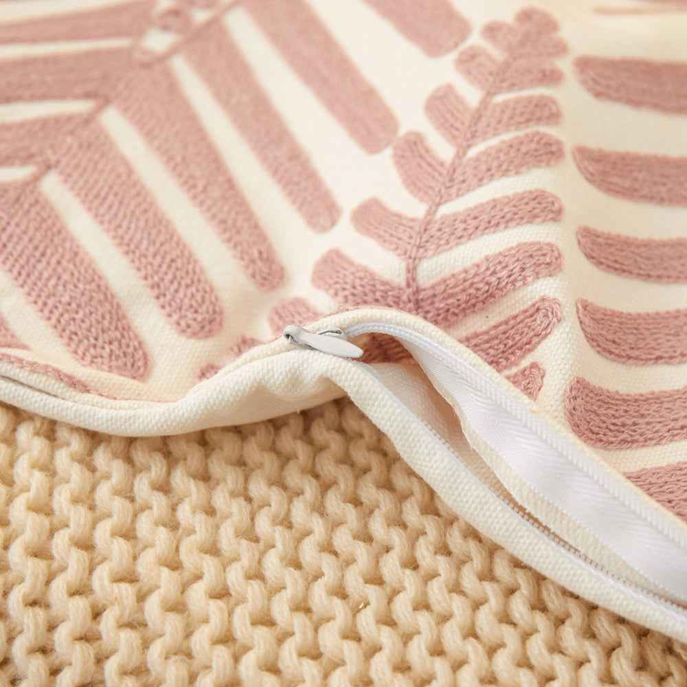 Textured Cotton Blend leaf tropical design Throw Pillow (With insert) size 18