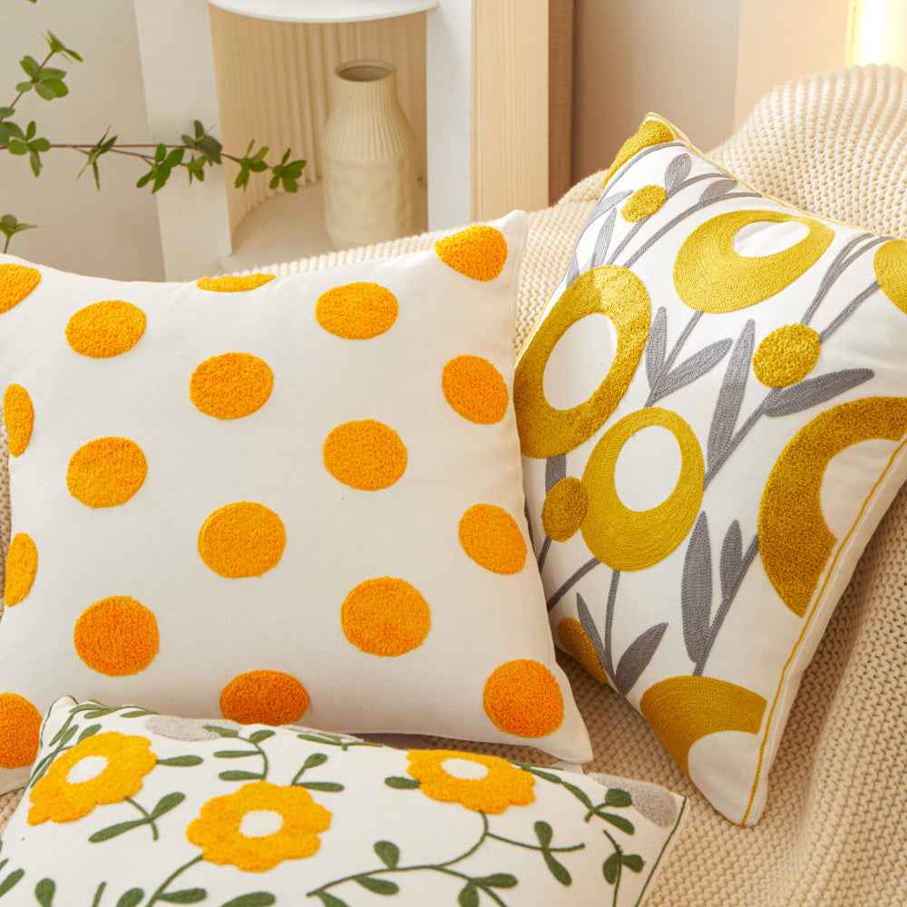 18"x18" Sunshine Blossom Whimsical Floral FULL set of Throw Pillow with insert