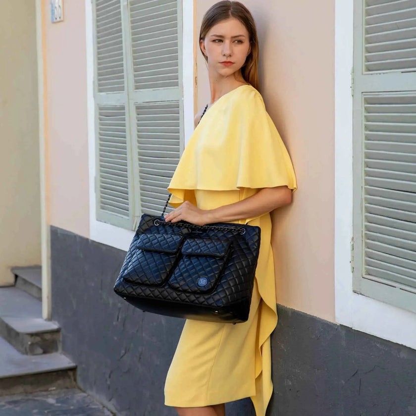 Diana Quilted Vegan Leather Weekender Duffel Bag