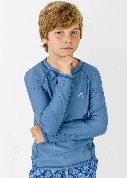 Boys Light Blue Long Sleeve Rashguard
