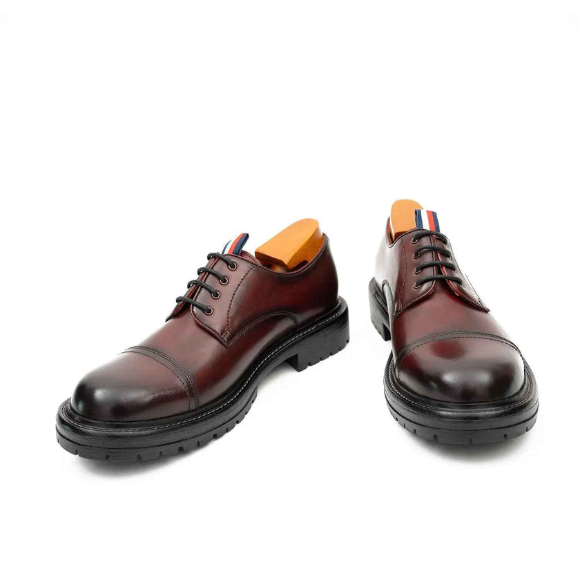 Big Cap Toe Derby shoes Wine red