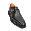 Black Brogue Monk Shoes With Chunky Sole