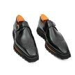 Black Brogue Monk Shoes With Chunky Sole