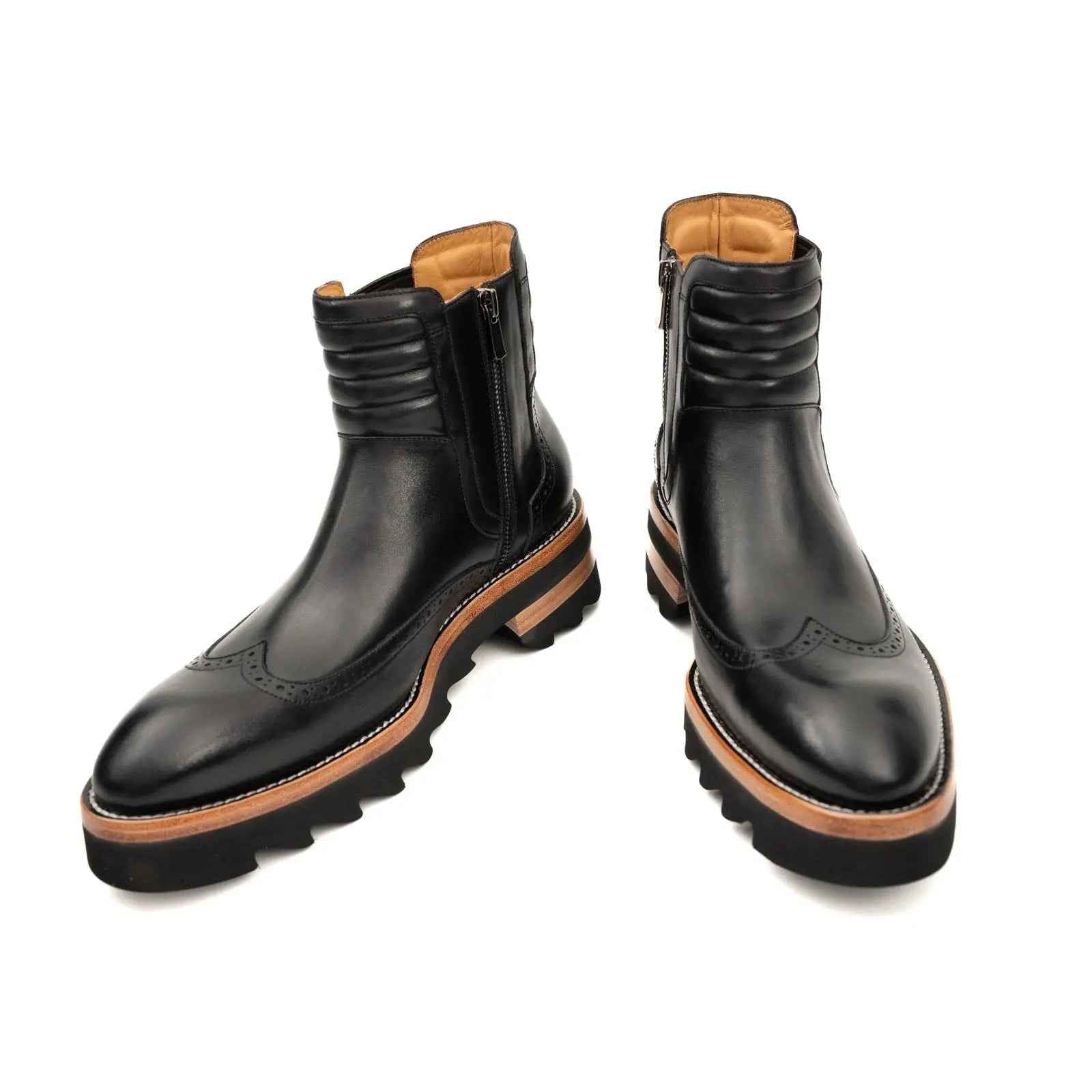 Black Brogue Platform Chelsea Boot