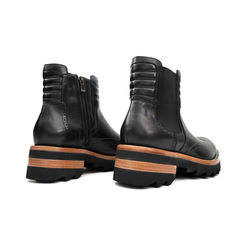 Black Brogue Platform Chelsea Boot