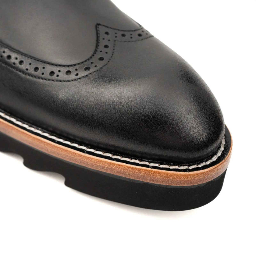 Black Brogue Platform Chelsea Boot