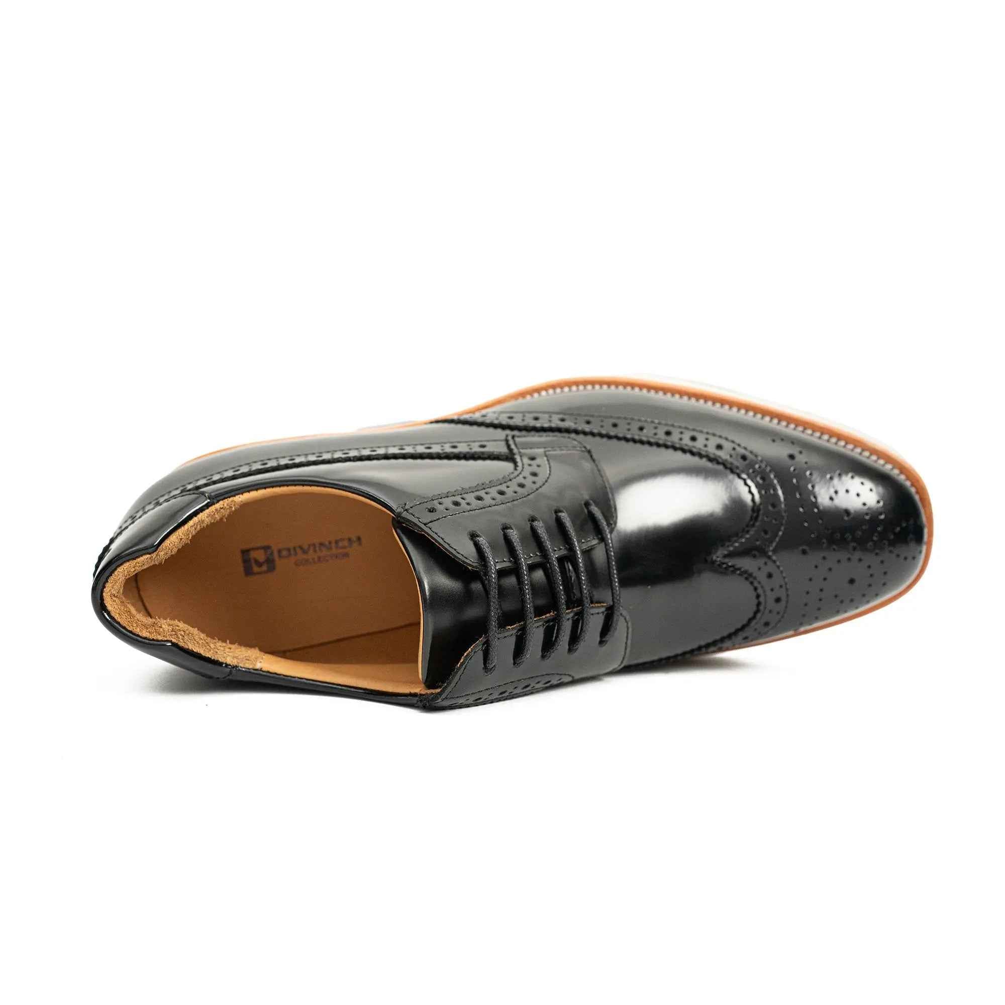 Black Brogues with Colorful Striped Sole