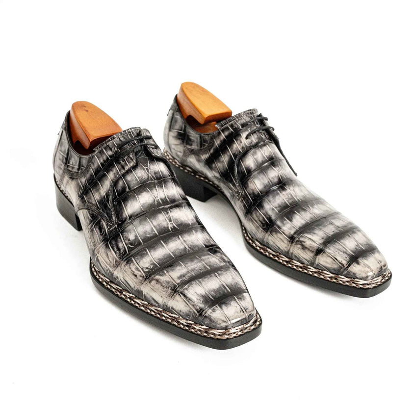 Black Croc-Pattern Norwegian Oxford