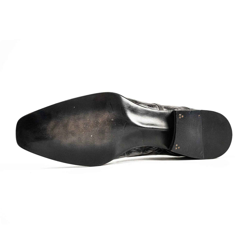 Black Croc-Pattern Norwegian Oxford