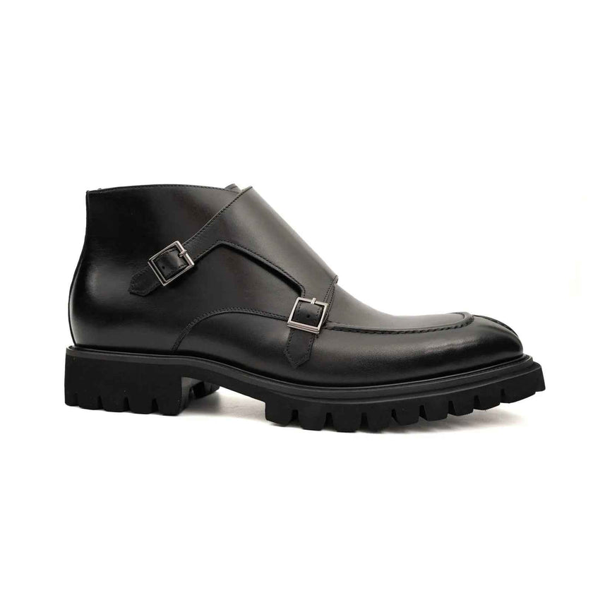 Black Double Monk Lug Boot