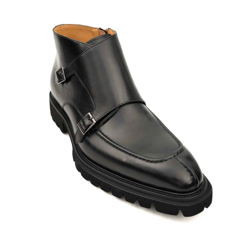 Black Double Monk Lug Boot