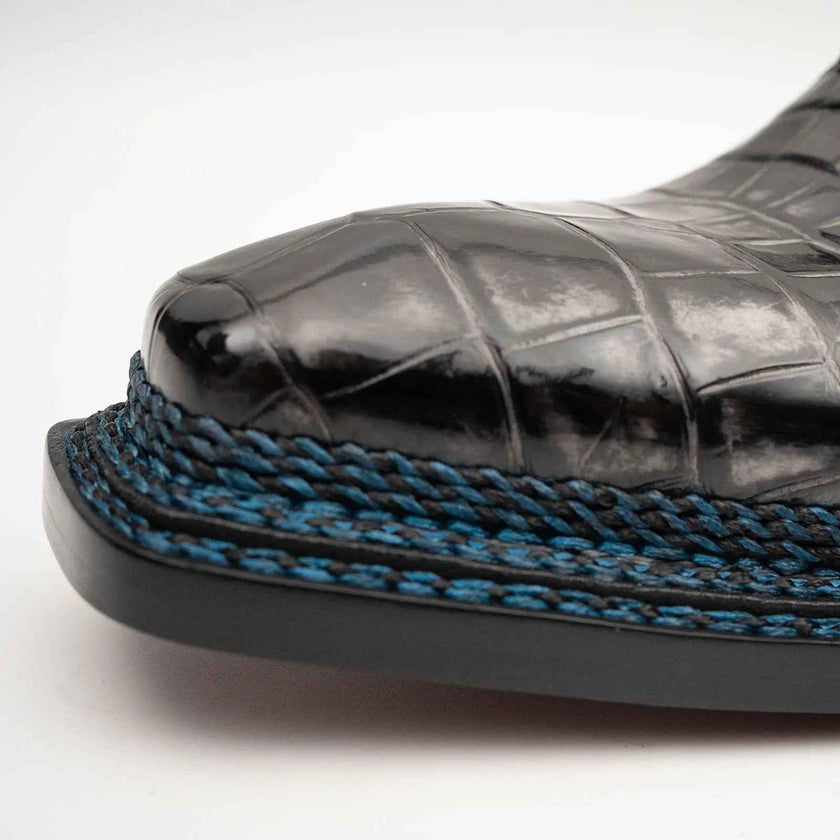 Black Grey Crocodile Oxford Shoes Goodyear Norwegian 8018