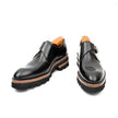 Black Leather Monk Strap Shoes with Chunky Soles
