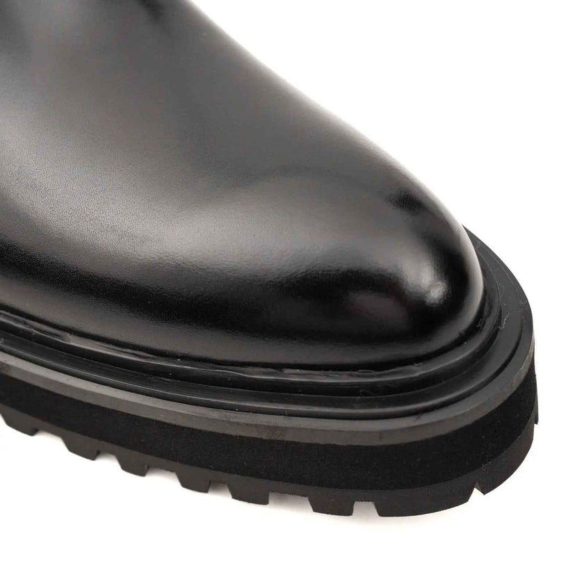 Black Leather Platform Chelsea