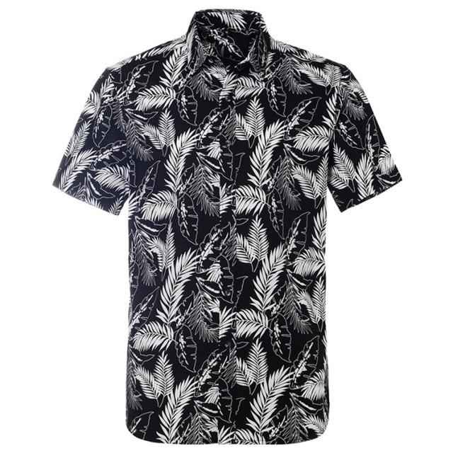 Black Palm Hawaiian Cotton Short Sleeve Shirt