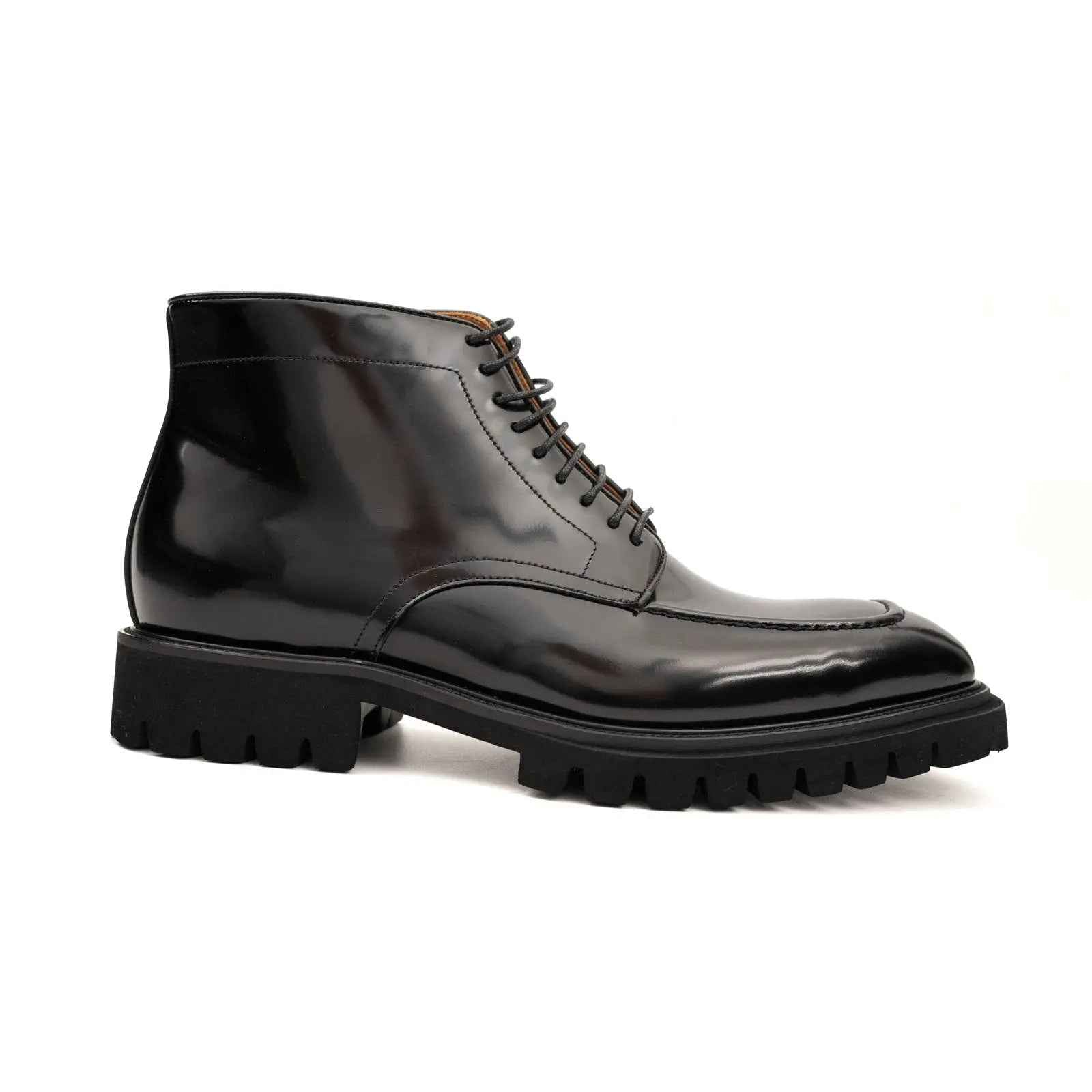 Black Patent Lug Sole Boot