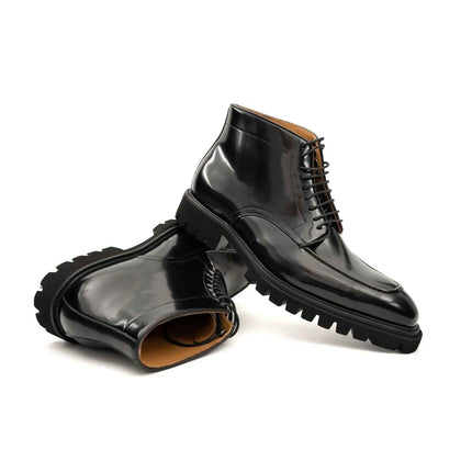 Black Patent Lug Sole Boot