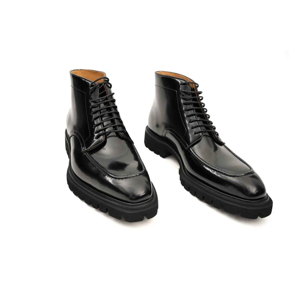 Black Patent Lug Sole Boot
