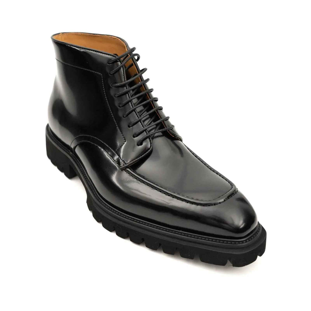 Black Patent Lug Sole Boot